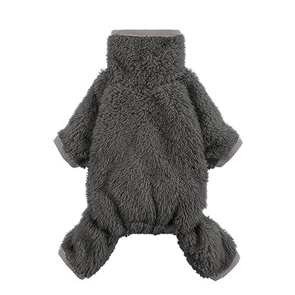 Fitwarm Dog Fleece Pajamas, Dog Winter Clothes for Small Dogs Boy Girl, Pet Jumpsuit, Doggy Onesie with Feet, Dark Grey, XXL - color: Dark Grey, size: XX-Large
