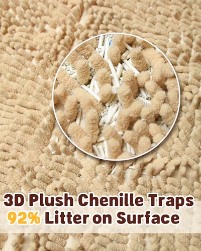 Cat Litter Mat Litter Trapping Mat, 33"x23" Plush Cat Litter Rug Catcher, Easy to Clean, Machine Washable - color: Beige, size: Large