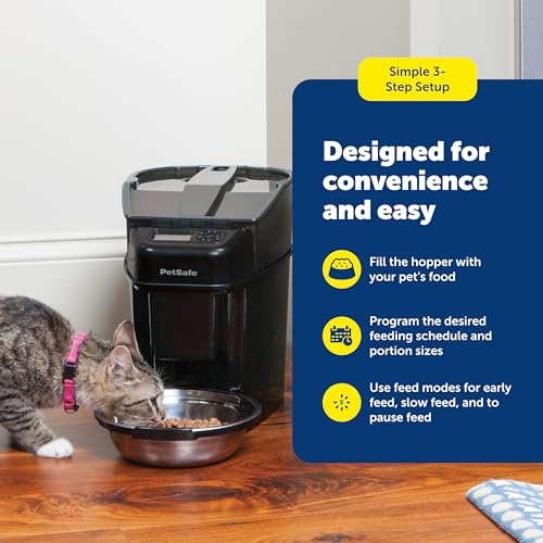PetSafe Automatic Cat Feeder - Healthy Pet Simply Feed - Automatic Pet Feeder for Cats & Dogs - Timed Pet Feeder with Programmable Portion Control - Holds 24 Cups of Dry or Semi-Moist Dog or Cat Food