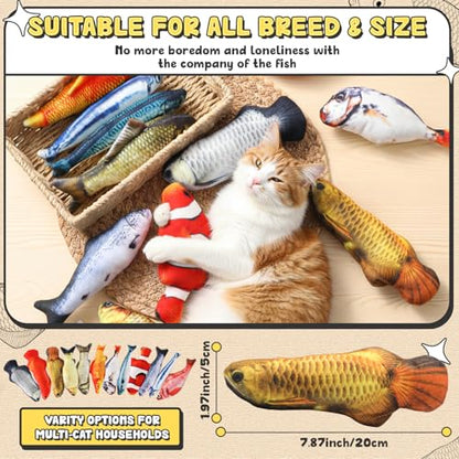 Soulchen 12 Pcs Fish Toy Cat Catnip Toy Interactive Cat Toys, Soft Chew Kicker Toys Simulation Fish Shape Realistic Catnip Doll Interactive Pets Chew Supplies for Indoor Kittens