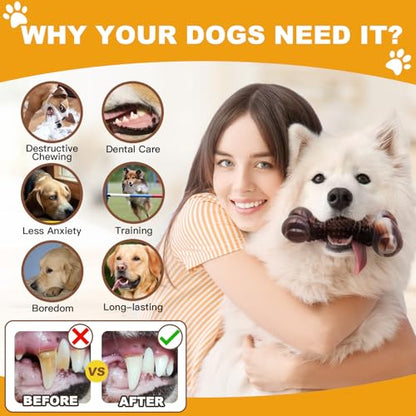 Dog Chew Toys for Aggressive Chewers, 2Pack Indestructible Dogs Bone Toy for Large Small Medium Breeds, Durable Tough Nylon Dog Toys To Keep Them Busy, Puppy Teething Dogs Toy Bone, Beef&Bacon Flavor - color: Real Bacon&Beef