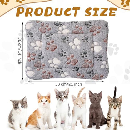 Tuanse 4 Pack Ultra Soft Dog Cat Bed Mat Small Animal Guinea Pig Bed with Cute Print Reversible Fleece Dog Crate Kennel Pad Cozy Washable Thickened Hamster Pet Beds Mat(21 x14 Inches,Light Gray) - color: Light Gray, size: 21 x 14 Inches