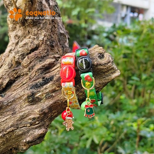 2 Pack Breakaway cat Collars with Bell,Safety Quick Release Pendant Cute Kitten Collar,Adjustable 20-30cm (Xmas2, 20-30cm) - color: Xmas2