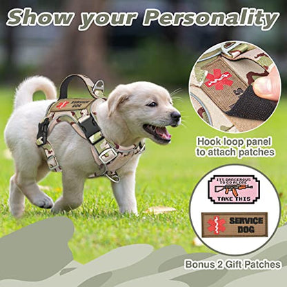 Tactical Small Dog Harness for Puppy, No Pull Military Service Dog Vest with Vertical Handle, Outdoor Training Small Puppy Vest Chihuahua Harness (Desert Green, XS) - color: Desert Green