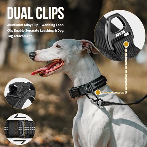 OneTigris Small Dog Collar with Handle, Soft and Adjustable Nylon Collar with Quick-Release Buckle, Lightweight No-Choke Design for Small Dogs(Black, XS) - color: Black, size: XS(10"-13")