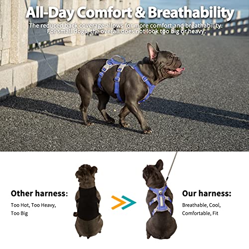 Huntboo Escape Proof Dog Harness, No Pull Reflective Harness with Lift Handle, Adjustable Pet Vest with Front and Back Leash Clips for Small Medium Large Dogs Walking Hiking Training (Vista Blue,L) - color: Vista Blue, size: Large(Pack of 1)