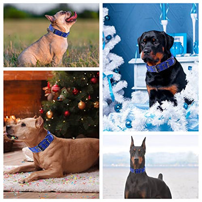 Reflective Dog Collar Heavy Duty Tactical with Control Handle and Metal Buckle for Dog Training(M,Blue) - color: Blue, size: Medium (Pack of 1)