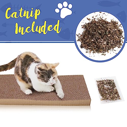 PrimePets 3-Pack Cat Scratcher Cardboard with Box, 17.3" Large Reversible Cat Scratching Pads for Indoor Cats, Heavy Duty Corrugated Cat Scratches Board, Furniture Protector for Large Cats & Kittens