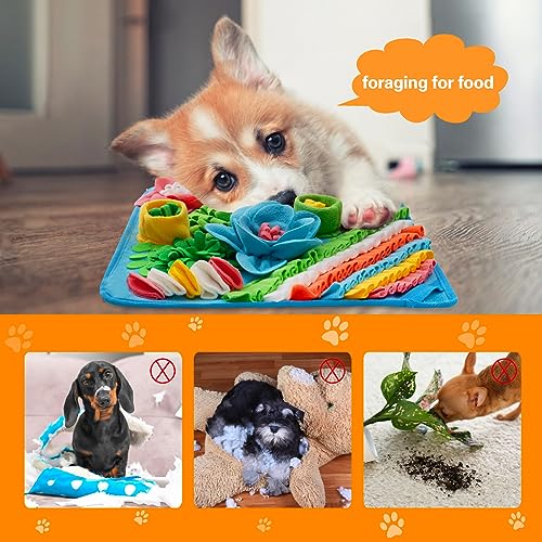 Snuffle Mat for Dogs, Sniff Mat Slow Feeding Mat for Small Pets Cats, Rabbits - Help Stress Relief and Training - Stimulate Your Pet's Foraging Skills! (Blue) - color: Blue