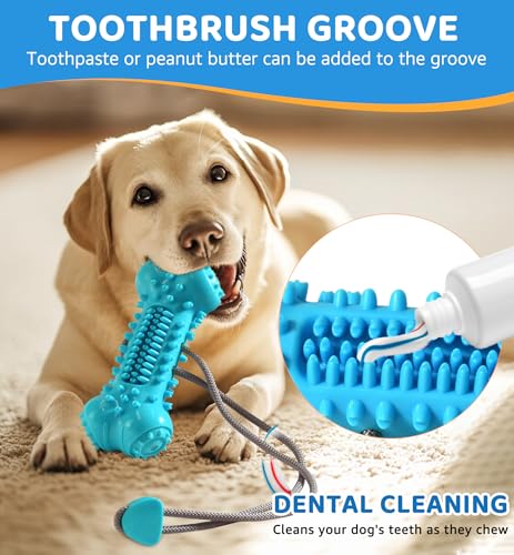 Dog Chew Toy for Aggressive Chewers, Durable Dental Cleaning Treat Toy, Food Dispensing Interactive Toy for Small, Medium & Large Dogs, Teeth Cleaning, Keep Busy, Tough Natural Rubber (Green) - color: Green