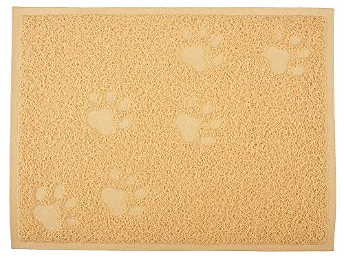 Cat Litter Box Debris Catcher Mat,Kitty Scatter Control Rug,16x12 Inches,5 Colors Available (Creamy) - color: Creamy