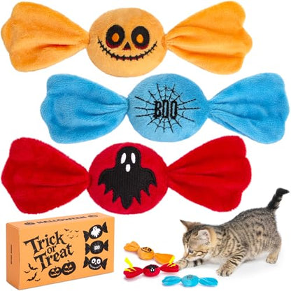Retro Shaw 3PCS Candy Catnip Kicker Toys for Indoor Cats, Crinkle Cat Toys with Catnip, Interactive Plush Kitty Treat Toy for Bored Cats, Kitten Teething Toys - style: Candy-3