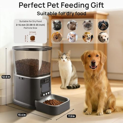 5L Automatic Cat Feeder with Camera, Two-Way Video 3MP HD & Audio, 5G WiFi Automatic Dog Feeder with Night Vision, Cat Food Dispenser with Dog Food Container for Multiple Pets - color: Black