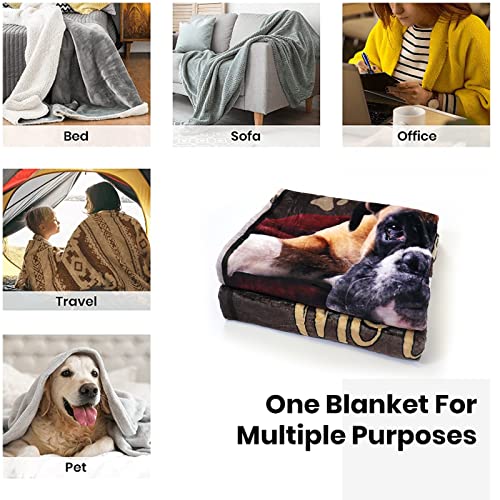 Tupmnbry Boxer Dog Blanket Cute Puppy Throw Blanket Super Soft Flannel Throw Blanket Lightweight Fluffy Plush Fuzzy Bed Blanket for Cute Pet 60"X80" - color: Boxer, size: 60"X80"