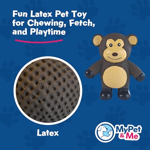 My Pet & Me - Squeaky Dog Toys for Light to Moderate Chewers - Fun Latex Toys for Puppies, Teething, and Gentle Play - Interactive Fetch and Chew Toy with Squeaker (Brown Monkey, 4.3 Inch) - size: 4.3 Inch, style: Brown Monkey