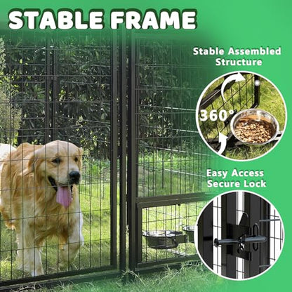 LEMBERI 4x4x6 FT Outdoor Dog Kennel for Large Dogs, Heavy Duty Welded Wire Steel Dog Playpen Fence with Secure Lock, Pet Pen with UV-Resistant Waterproof Roof Cover for Outside - size: 45.4"L x 50.4"W x 72.1"H