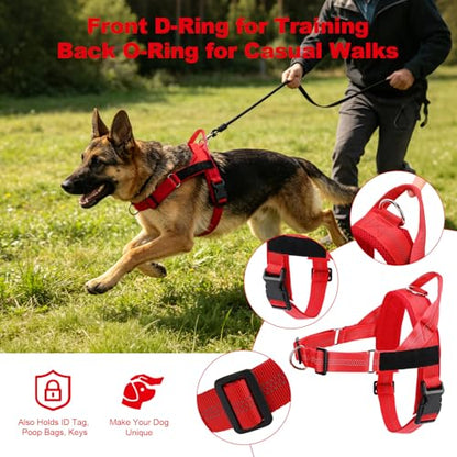 No Pull Dog Harness, Arcolma,Made to Roam Collar Design with Breathable Neoprene Padding, Y-Shaped Anti-Choking, Double D-Ring Traction, High-Reflective Strips for Daily Walking & Outdoor Adventure（L） - size: Large
