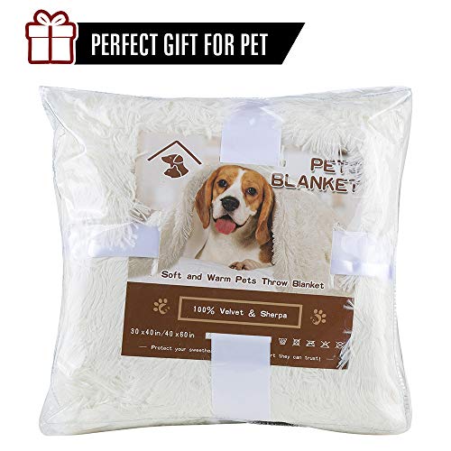 LOCHAS Luxury Fluffy Dog Blanket, Extra Soft and Warm Sherpa Fleece Pet Blankets for Dogs Cats, Plush Furry Faux Fur Puppy Throw Cover, 30''x40'' Cream White - color: Cream White, size: Medium(30''x40'')