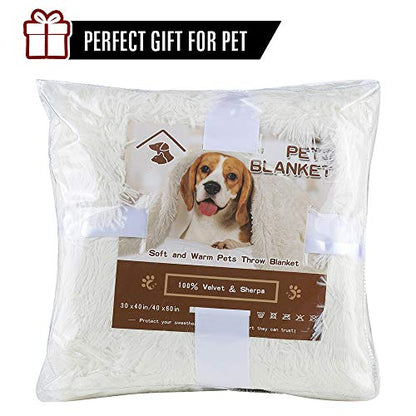 LOCHAS Luxury Fluffy Dog Blanket, Extra Soft and Warm Sherpa Fleece Pet Blankets for Dogs Cats, Plush Furry Faux Fur Puppy Throw Cover, 30''x40'' Cream White - color: Cream White, size: Medium(30''x40'')