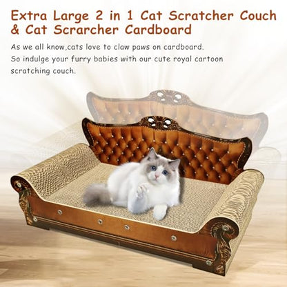 Luxury Cardboard Cat Scratcher Sofa Bed, Couch Shaped Scratching Board, Scratch Lounge with Catnip, Cat Scratcher for Indoor Cats Large Brown - color: Brown Lounge