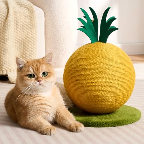 Pineapple Cat Scratching Post, Cute Cat Scratcher with Sisal Rope, Cat Scratch Post for Indoor Adult Cat and Kitten, Cat Scratching Ball - color: Pineapple