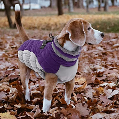 Lelepet Dog Coat Warm Dog Winter Coat Waterproof Dogs Jacket with Harness Built in Reflective Pet Fleece Vest Zip-Up Cold Weather Coats for Small Dogs Turtleneck & Windproof Coats Chihuahua Purple XS - color: Purple, size: X-Small