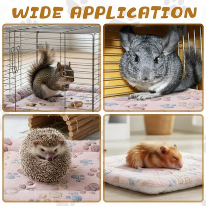 Tuanse 4 Pack Ultra Soft Dog Cat Bed Mat Small Animal Guinea Pig Bed with Cute Print Reversible Fleece Dog Crate Kennel Pad Cozy Washable Thickened Hamster Pet Beds Mat(13 x 10 Inches,Light Brown) - color: as shown on the picture, size: 13 x 10 Inches