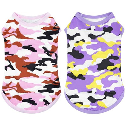 Dog Shirts Camo for XXL Dog Girl Female Pink Purple Sleeveless Tank Top Tee Clothes Vest Soft Light Weight Stretchable Pack of 2 XXL - size: XX-Large