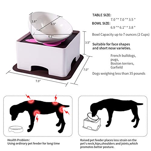 Raised Ceramic Dog Feeding Bowl,Adjustable Elevated Dog Bowls Set Anti-Slip,Standing Pet Feeding Dish for Small Medium Dogs and Cats,White - color: White