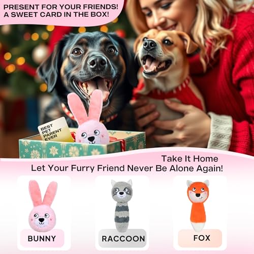 Fida Squeaky Dog Toys for Aggressive Chewers 3 in 1, Dog Chew Toys with 3 Layers,Interactive Dog Toys for Large Dogs Balls to Keep Them Busy for Small Medium Dogs(Pink Bunny) - color: Pink Bunny