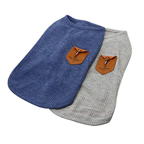 YAODHAOD 100% Cotton Dog Shirt Summer Lightweight Pet T-Shirts Soft Breathable Stretchy Cats Dogs Tee Minimalist Tank Top Sleeveless Vest Dog Apparel for Medium Small Clothes(2pack) (M) - size: M