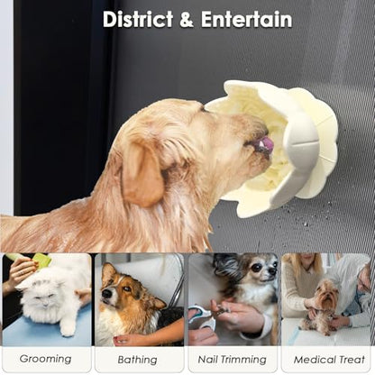 Dog Lick Bowl,Anxiety Relief Slow Feeder Dog Lick Mat Treat Dispenser, Non-Slip Licking Bowl Enrichment Toys for Small Medium Breeds Dogs (Beige, 12x12x7.6CM) - color: Beige