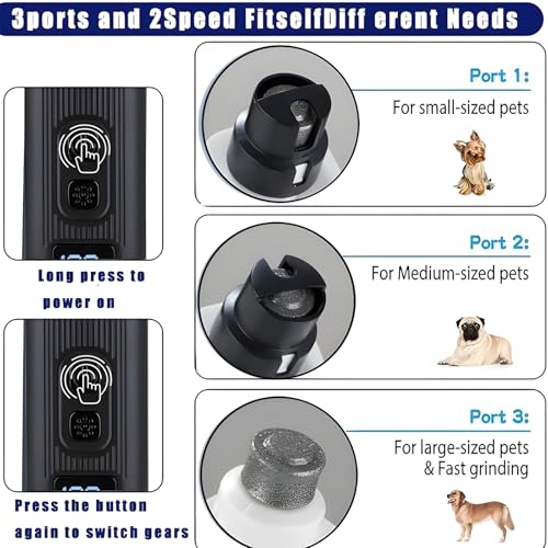 Dog Nail Grinder, Silent Groom Pro Pet Nail Grinder with 2-Speed LED Light, Low Vibration Rechargeable Electric Nail Grinder for Small Dogs & Cats