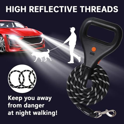 Rrechargeable Heated Dog Leash, Highly Reflective Threads Leash Rope with Rechargeable Hand Warmer for Medium Large Dogs, 1/2 inch - M - size: M