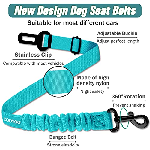 Dog Seat Belt,Retractable Dog Car Harness Seat Belt for Car Adjustable Nylon Pet Safety Seat Belts Heavy Duty & Elastic Bungee Buffer - color: 03-Teal