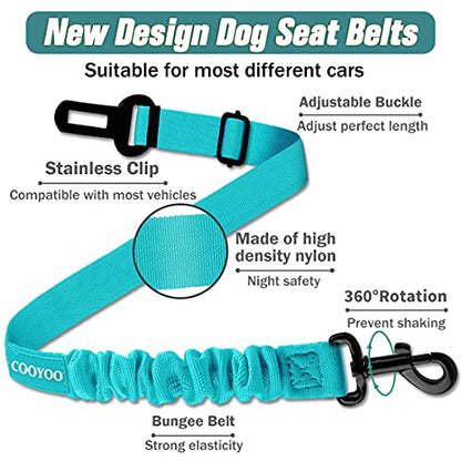 Dog Seat Belt,Retractable Dog Car Harness Seat Belt for Car Adjustable Nylon Pet Safety Seat Belts Heavy Duty & Elastic Bungee Buffer - color: 03-Teal