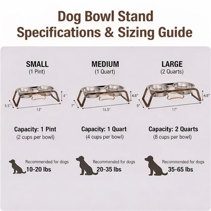 Loving Pets Elevated Dog Bowls – Raised Stainless Steel Dog Bowls with Steel Stand – Non-Skid, No Spill Feeder for Small, Medium & Large Dogs – Easy to Clean, Durable Raised Dog Feeding Station - color: Aged Copper, size: 1 Quart