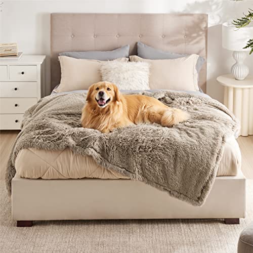 Bedsure Dog Blankets for Large Dogs, Waterproof Dog Blanket for Couch Protector and Bed Washable, Fuzzy Faux Fur Pet Throw Blanket for Senior Dogs, 60 x 80 inch, Twin Size, Brown - color: Light Brown, size: Xxl(60x80")