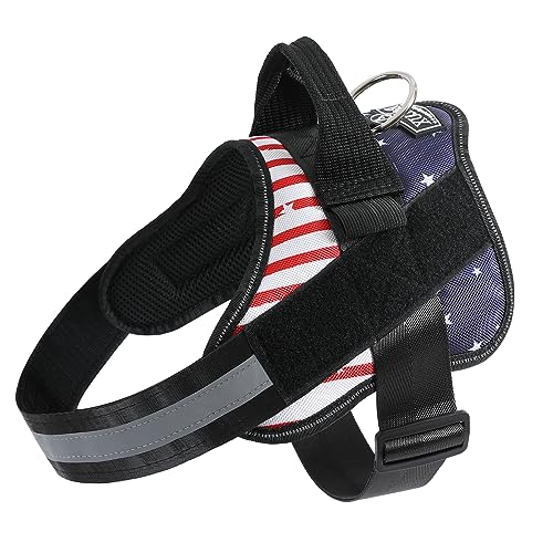 Dog Harness, No-Pull Reflective Dog Vest, Breathable Adjustable Pet Harness with Handle for Outdoor Walking - No More Pulling, Tugging or Choking (Flag, XS) - color: FLAG, size: X-Small (Pack of 1)