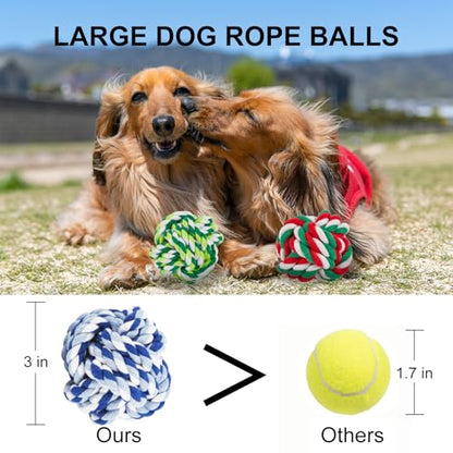 Dezzer 6 Pack Dog Chew Toys for Aggressive Chewers Large Breed, XL Cotton Dog Rope Balls, Indestructible Dog Toys with Tough Twisted for Large Medium Dogs, Dental Teething Ball for Puppy Small Dogs
