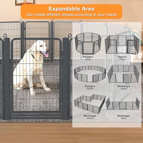 Low Threshold Dog Playpens Fence Indoor, 40 inch 14 Panels Heavy Duty Metal Outdoor Pet Playpen for Large/Medium/Small Dogs, Tall Dog Play Exercise Pens Outside - color: 14 Panels-40 Inch