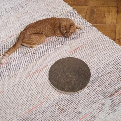 PRETYZOOM Replaceable Cat Scratching Pad Refill, Round Corrugated Cardboard Scratch Board, Reusable Indoor Cat Scratcher for Kitten Furniture Protection