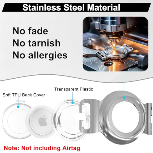 SANKALA Airtag Dog Collar Holder, Chew-Proof Stainless Steel & Waterproof Airtag Holder, Slide-On Opening Design, Fits Snap Closure Collars, Full Coverage Protective Case (Medium, 1 Pack) - size: Medium