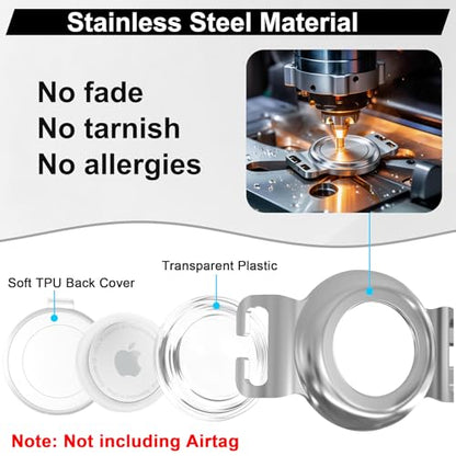 SANKALA Airtag Dog Collar Holder, Chew-Proof Stainless Steel & Waterproof Airtag Holder, Slide-On Opening Design, Fits Snap Closure Collars, Full Coverage Protective Case (Medium, 1 Pack) - size: Medium