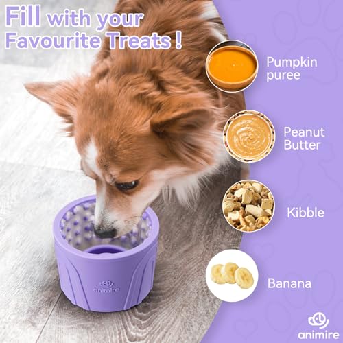 Dog Slow Feeder Lick Bowl, Anxiety Relief Dog Licking Mat Treat Dispenser, Non-Slip Anti-Choking Slow Eating Lick Bowl for Small Medium and Large Breed Dogs, BPA Free Silicone(Purple,S) - color: Purple, size: S