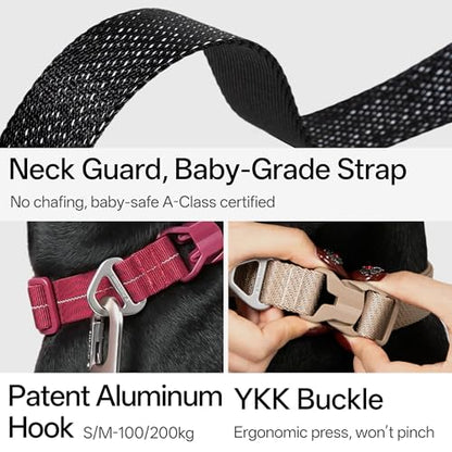 All-Weather Dog Collar Reflective Adjustable Soft Nylon QR Code Anti-Lost Collar Breathable with Quick-Release Buckle Patent Alloy Ring for Small Medium Large Dog (Light-Burgundy, M) - color: Light-Burgundy, size: M