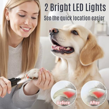 Casfuy New 6-Speed Dog Nail Grinder - 50% More Power Dog Nail Trimmers with 2 LED Lights Quiet 7h Running Time Electric Pet Nail Grinder File Toenail Grinder for Large Medium Small Dogs & Cats (Black) - color: Black