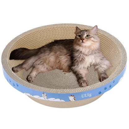 Round Cat Scratcher Bed, 17.7x17.7 Inch Cardboard Cat Scratcher Bowl for Indoor Cats, Large Cat Scratching Board, Cat Scratch Pad with Catnip - size: 1PC-17.7 x 17.7 x 3.9 inches