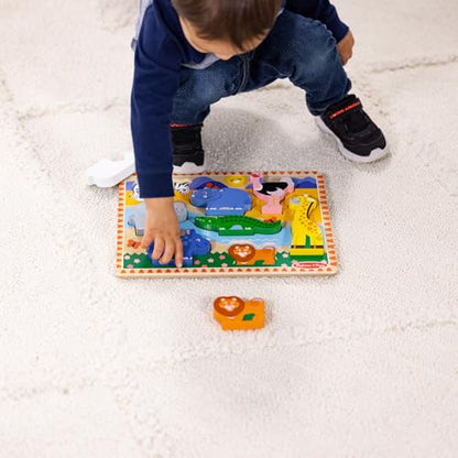 Melissa & Doug Safari Wooden Chunky Puzzle (8 pcs), Educational Screen Free Activity for Toddler, Preschoolers and Kids Ages 2+ - FSC Certified - style: Safari