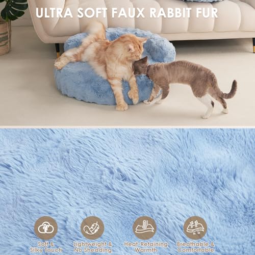 EHEYCIGA Dog Bed Medium Size Dog, Fluffy Small Dog Couch with Removable Washable Cover, Bolster Pet Sofa, Waterproof and Non-Slip, 30" x 30"x 8.5", Blue - color: Blue, size: 30"L x 30"W x 8.5"Th